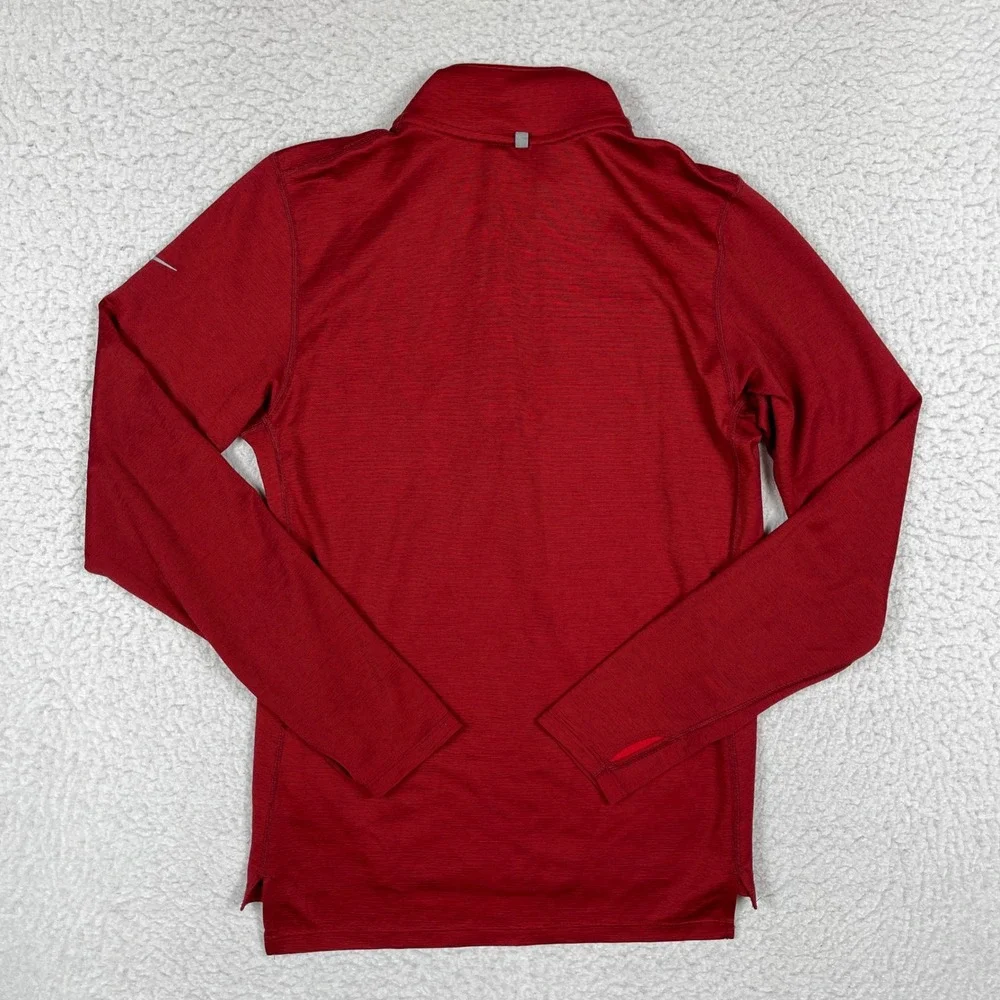 Nike Quarter Zip‎ Pullover Mens Small Red Dri-FIT Wool Blend Running Jogging Top
